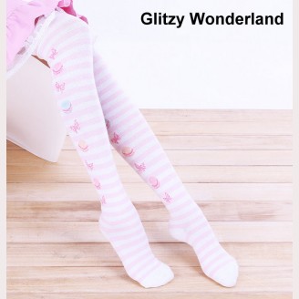 Striped Macaron lolita over knee socks Otks